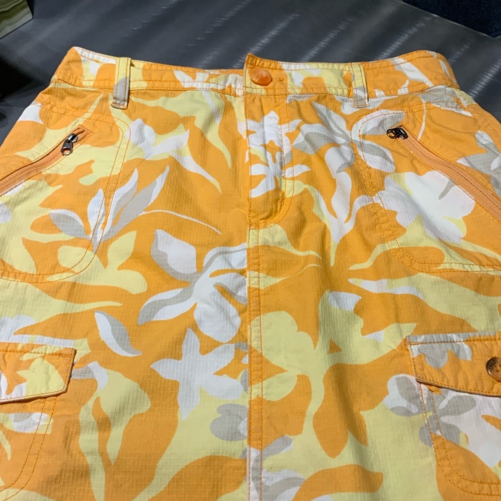 Columbia Orange Floral Twill Cargo Skirt Size 6